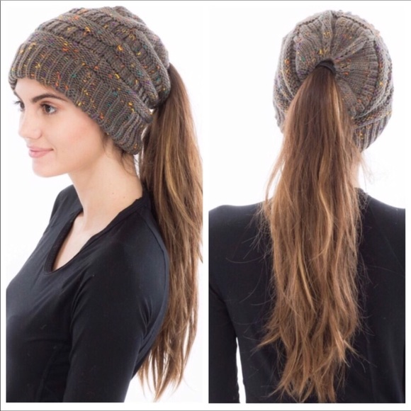 ♥️Messy Ponytail Confetti Beanie Hat♥️ - Picture 2 of 4